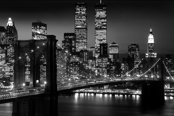 New York posters - Giant New York Brooklyn Bridge At Night poster FL0373 –  Panic Posters