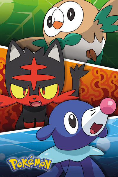 Alola Region Pokémon Poster - Polio, Litten, Rowlett -  -  Pokémon TCG & Accessories