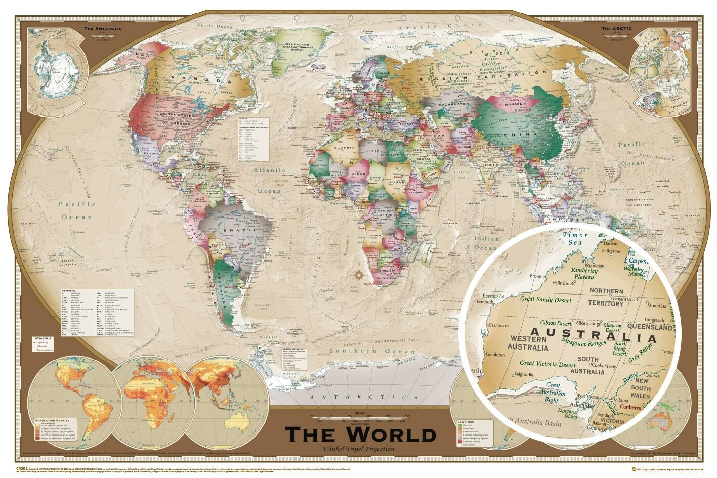 Map Posters World Map Winkel Tripel Projection Poster GN0532 Panic   Gn0532 World Map Poster 